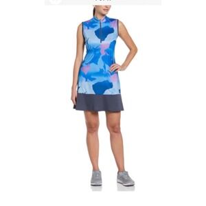 Callaway Golf Tennis Dress Blue Sea Star Floral‎ Sleeveless UPF 50 Medium NEW